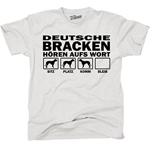 DEUTSCHE BRACKE Bracken Jagdhund Jäger - HÖREN AUFS Wort Unisex T-Shirt Shirt Siviwonder Hunde Hund ash hellgrau meliert XL von siviwonder