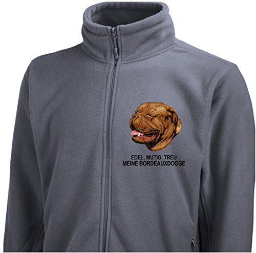 Siviwonder Unisex Fleecejacke Bordeauxdogge Hunde Stickerei Dark Grey L von siviwonder