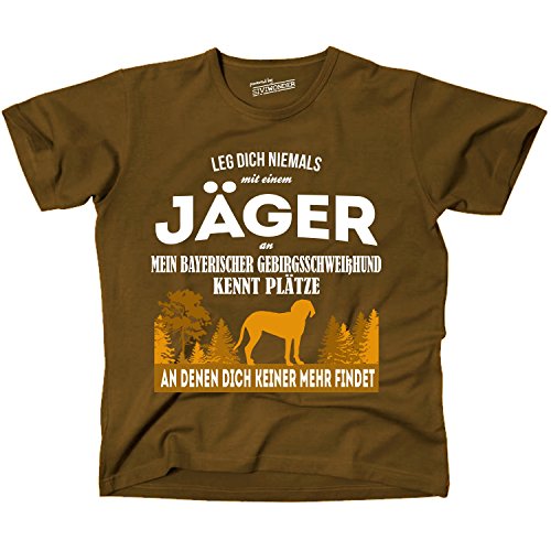 Siviwonder Unisex T-Shirt JÄGER BAYERISCHER GEBIRGSSCHWEIßHUND Hund kennt Plätze niemand findet BROWN XXL von siviwonder