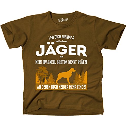 Siviwonder Unisex T-Shirt JÄGER EPAGNEUL BRETON Hund kennt Plätze niemand findet BROWN XL von siviwonder