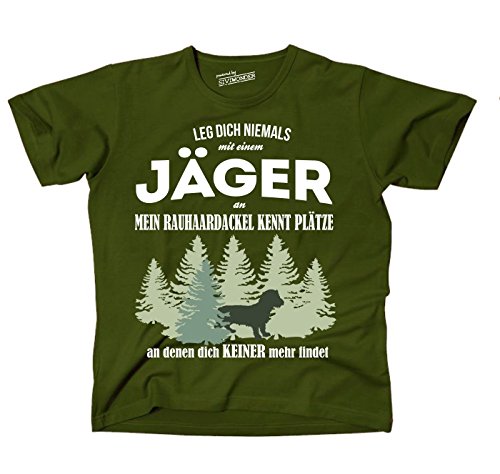 Siviwonder Unisex T-Shirt JÄGER RAUHAARDACKEL DACKEL Hund kennt Plätze niemand findet Olive M von siviwonder