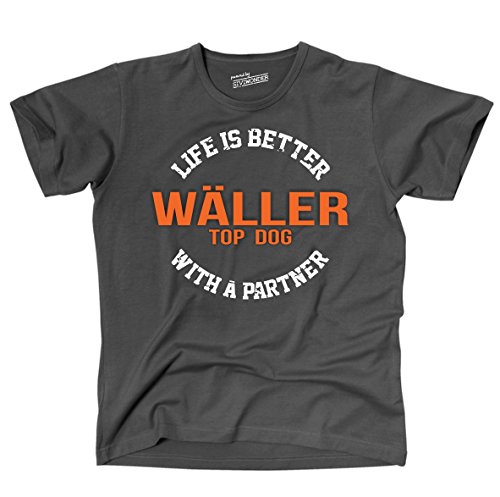 Siviwonder Unisex T-Shirt WÄLLER - LIFE IS BETTER Partner Hunde dark grey XXL von siviwonder