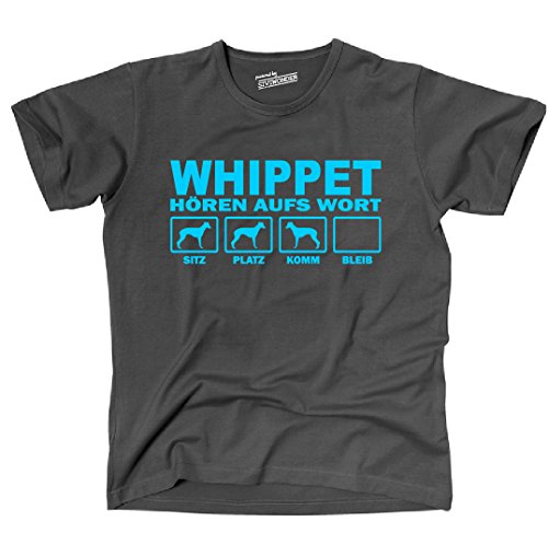 Siviwonder Unisex T-Shirt WHIPPET hören aufs Wort Hunde lustig fun dark grey M von siviwonder
