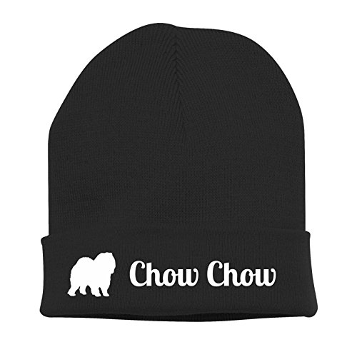 Strickmütze - CHOW CHOW chinesische Hunderasse blaue Zunge ChowChow - Stickerei Hund Winter Mütze Wintermütze Beanie Mütze Siviwonder schwarz-weiß von siviwonder