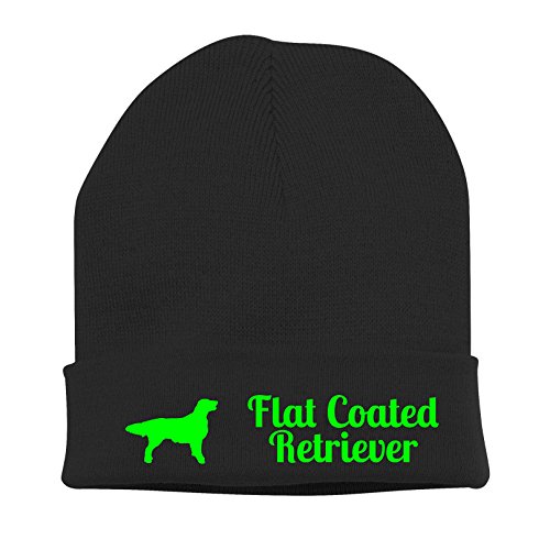 Strickmütze - FLAT COATED Retriever Arbeitshund Apportierhund apportieren - Stickerei Hund Winter Mütze Wintermütze Beanie Mütze Siviwonder schwarz-neongrün von siviwonder