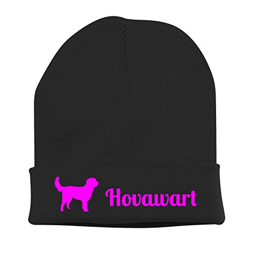 Strickmütze - Hovawart Hund Gebrauchshund Hovawarte Motiv - Stickerei Hund Winter Mütze Wintermütze Beanie Mütze Siviwonder schwarz-neonpink von siviwonder