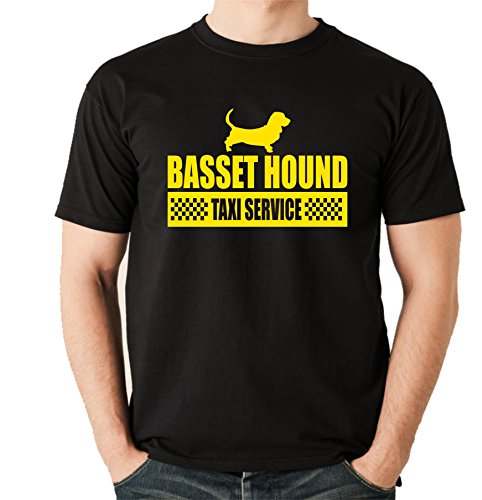 T Shirt BASSET HOUND - TAXI Service Hund Hunde Motiv Siviwonder Unisex schwarz 3XL von siviwonder