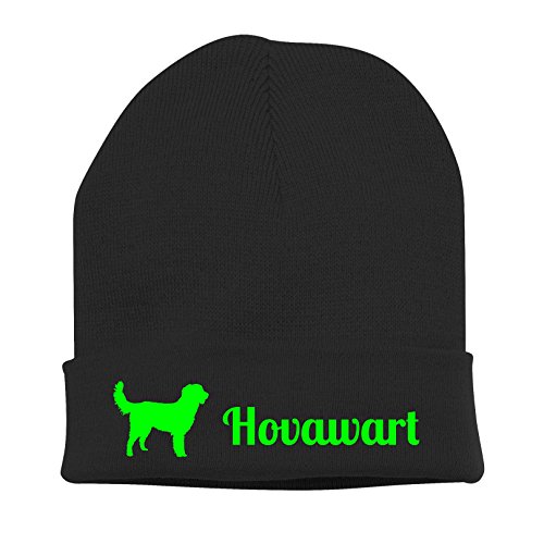 Strickmütze - Hovawart Hund Gebrauchshund Hovawarte Motiv - Stickerei Hund Winter Mütze Wintermütze Beanie Mütze Siviwonder schwarz-neongrün von siviwonder