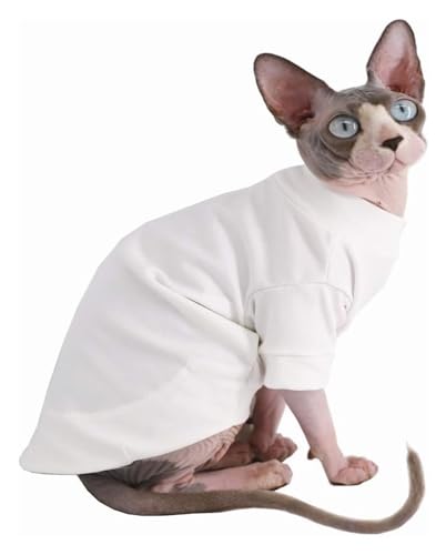 Sphynx Haarlose Katzen Kleidung Baumwoll-T-Shirts for haarlose Sphynx-Katzen, Haustierkleidung, Pullover, Kätzchen-T-Shirts mit Ärmeln, Bekleidung for Katzen und kleine Hunde, einfarbig, Schwarz (Col von skeppy