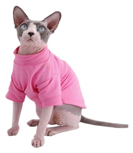 Sphynx Haarlose Katzen Kleidung Baumwoll-T-Shirts for haarlose Sphynx-Katzen, Haustierkleidung, Pullover, Kätzchen-T-Shirts mit Ärmeln, Bekleidung for Katzen und kleine Hunde, einfarbig, Schwarz (Col von skeppy