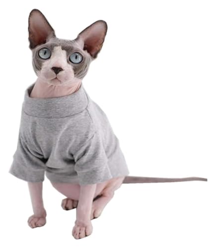 Sphynx Haarlose Katzen Kleidung Baumwoll-T-Shirts for haarlose Sphynx-Katzen, Haustierkleidung, Pullover, Kätzchen-T-Shirts mit Ärmeln, Bekleidung for Katzen und kleine Hunde, einfarbig, Schwarz (Col von skeppy