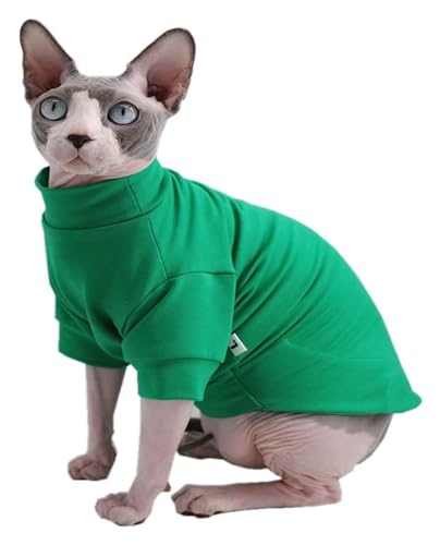 Sphynx Haarlose Katzen Kleidung Baumwoll-T-Shirts for haarlose Sphynx-Katzen, Haustierkleidung, Pullover, Kätzchen-T-Shirts mit Ärmeln, Bekleidung for Katzen und kleine Hunde, einfarbig, Schwarz (Col von skeppy