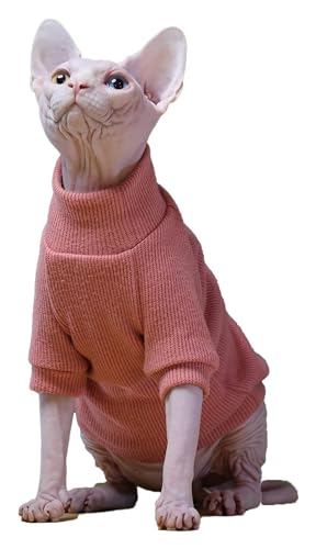 Sphynx Haarlose Katzen Kleidung Katzenpullover nur for Katzen, modischer Herbst- und Winterpullover, einfarbig, weicher Rippstrickpullover, Rollkragenpullover, Haustierkleidung for Katzen, Sphynx-Katz von skeppy