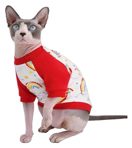 Sphynx Haarlose Katzen Kleidung Sphynx Haarlose Katze, niedlich, atmungsaktiv, Sommer-Baumwoll-T-Shirts, Haustierkleidung, Weste mit rundem Kragen, Kätzchen-Shirts, ärmellos, Bekleidung for Katzen und von skeppy