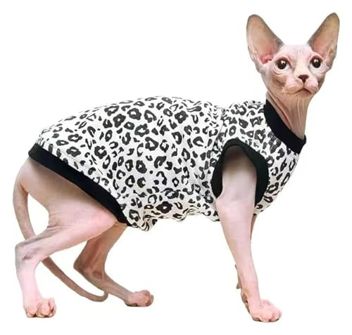 Sphynx Haarlose Katzen Kleidung Sphynx Haarlose Katze, süßes, weiches, atmungsaktives Schutz-Outfit, Einteiler, Weste mit rundem Kragen, Kätzchen-Kleidung (Size : XX-Large) von skeppy