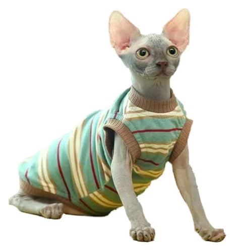 Sphynx Haarlose Katzen Kleidung Sphynx Haarlose Katze, süßes, weiches, atmungsaktives Schutz-Outfit, Einteiler, Weste mit rundem Kragen, Kätzchen-Kleidung (Size : XXXXX-Large) von skeppy