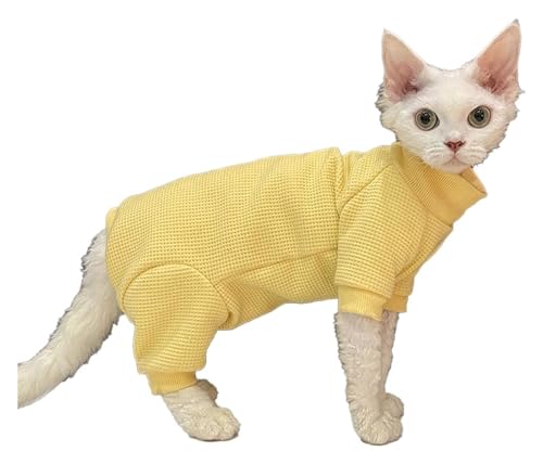 Sphynx Haarlose Katzen Kleidung Sphynx Haarlose Katzenkleidung, modisch, Netz-Elastizität, hoher Kragen, Pullover, Herbst, einfarbig, atmungsaktiv, vierbeiniges Overall-Outfit, Katzenbekleidung (Colo von skeppy