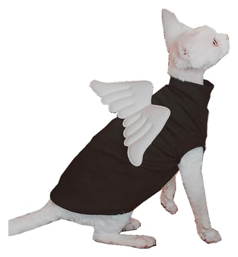 Sphynx Haarlose Katzen Kleidung Sphynx-Katzen-Shirt-Kostüm mit Engelsflügeln, haarlose Katze, Katzenkleidung, Baumwoll-T-Shirts, Katzenweste, Haustierkleidung, Kätzchen-Shirts, Katzen- und kleine Hund von skeppy