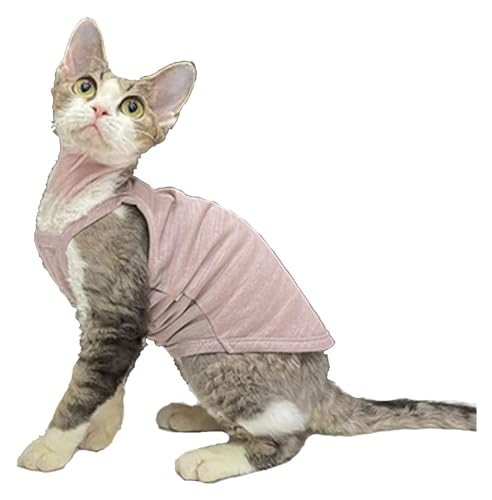 Sphynx Haarlose Katzen Kleidung Sphynx Katzenkleidung Sommer dünne einfarbige Baumwollweste Sieben Farben atmungsaktive haarlose Katzenweste Pullover Träger Tank Tops Katzenbekleidung Pyjamas (Color von skeppy