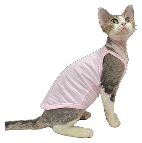 Sphynx Haarlose Katzen Kleidung Sphynx Katzenkleidung Sommer dünne einfarbige Baumwollweste Sieben Farben atmungsaktive haarlose Katzenweste Pullover Träger Tank Tops Katzenbekleidung Pyjamas (Color von skeppy