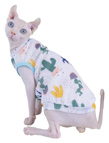 Sphynx Haarlose Katzen Kleidung Sphynx Katzenkleidung for den Sommer, ultradünn, atmungsaktiv, süße Weste, Baumwoll-T-Shirts, runder Kragen, Pullover, Kätzchen-Shirts mit ärmellosem Schlafanzug for Ka von skeppy