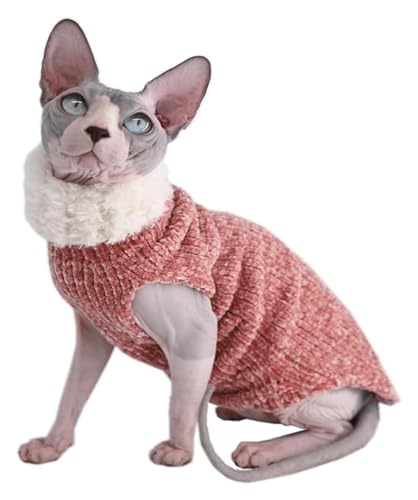 Sphynx Haarlose Katzen Kleidung Sphynx-Katzenkleidung for den Winter, warmes Kunstfell-Pullover-Outfit, modischer Mantel mit hohem Kragen for Katzen, Pyjamas for Katzen und kleine Hunde, Bekleidung, H von skeppy