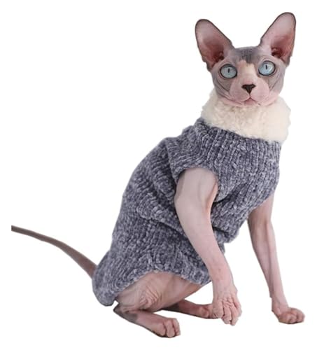 Sphynx Haarlose Katzen Kleidung Sphynx-Katzenkleidung for den Winter, warmes Kunstfell-Pullover-Outfit, modischer Mantel mit hohem Kragen for Katzen, Pyjamas for Katzen und kleine Hunde, Bekleidung, H von skeppy