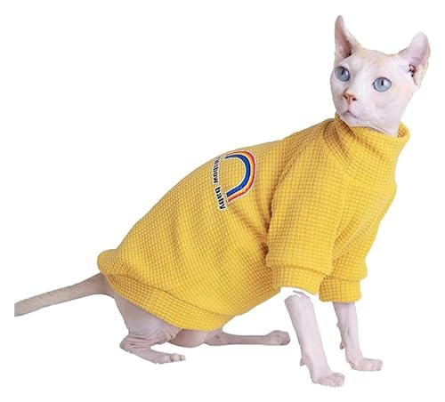 Sphynx Haarlose Katzen Kleidung Sphynx-Katzenpullover nur for Katzen, Pullover for haarlose Katzen, Hemden, Frühlings-Herbst-Weste, Rollkragenpullover, Regenbogenfarben, atmungsaktive Baumwolle, weich von skeppy