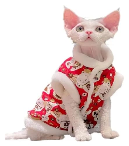 Sphynx Haarlose Katzen Kleidung Sphynx haarlose Katze, süßes, weiches, atmungsaktives Schutz-Outfit, süßer Warmer Mantel, haarloser Katzenmantel, Kätzchen-Kleidung (Size : Medium) von skeppy