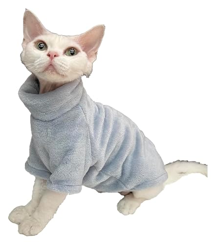 Sphynx Haarlose Katzen Kleidung Sphynx haarlose Katzenkleidung, solides weiches Kunstfell-Pullover-Outfit, süßer Pullover, Herbst-Winter-Mode, Rollkragenpullover, Sphynx-Kleidung, Kätzchen-Katzenbekle von skeppy