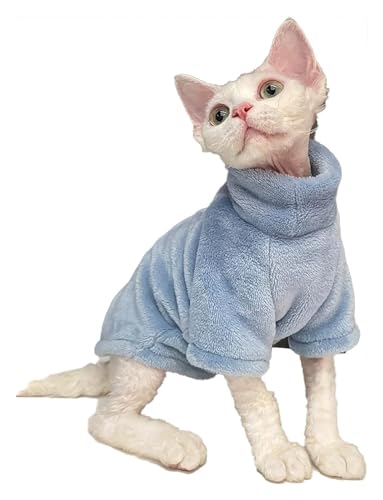 Sphynx Haarlose Katzen Kleidung Sphynx haarlose Katzenkleidung, solides weiches Kunstfell-Pullover-Outfit, süßer Pullover, Herbst-Winter-Mode, Rollkragenpullover, Sphynx-Kleidung, Kätzchen-Katzenbekle von skeppy