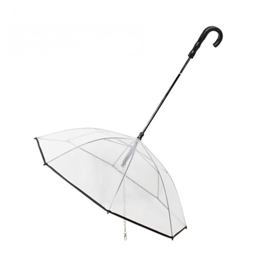 Skyrabbiter Transparenter Hunde-Regenschirm mit Abnehmbarer Leine, 72 cm Schirmdurchmesser, für Hunde bis 50 cm Rückenlänge, Regenschirm für Haustiere Regenmantel Hundeschirm Spaziergang (A) von skyrabbiter