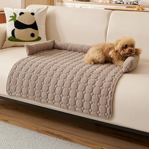 skyrabbiter Plüsch-Haustierbett für Sofa, 75 x 75 cm, Hundebett für Sofa, Hundedecke Sofaschutz Hund Waschbar rutschfest Wasserdicht Große Hunde, Gepolsterte Haustiermatte mit Kopfstütze (A) von skyrabbiter