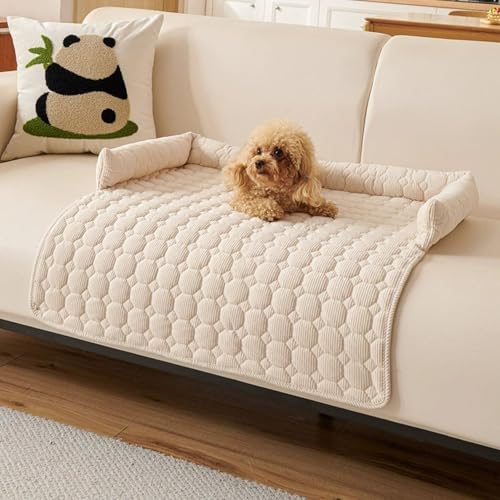 skyrabbiter Plüsch-Haustierbett für Sofa, 75 x 75 cm, Hundebett für Sofa, Hundedecke Sofaschutz Hund Waschbar rutschfest Wasserdicht Große Hunde, Gepolsterte Haustiermatte mit Kopfstütze (E) von skyrabbiter