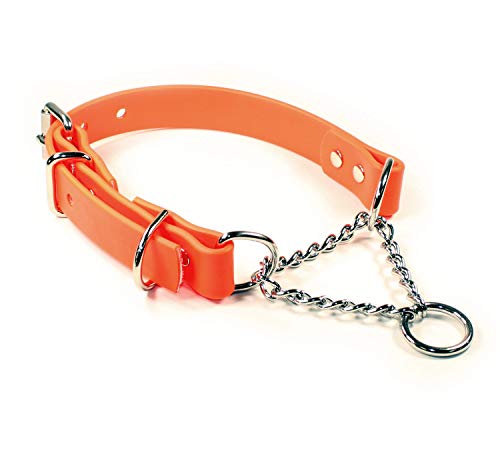 sleepy pup Martingale-Hundehalsband, verstellbar, wasserdicht, halbe Karo, Edelstahl, hergestellt in Virginia, Größe XL: 55,9 - 66 cm, Orange von sleepy pup