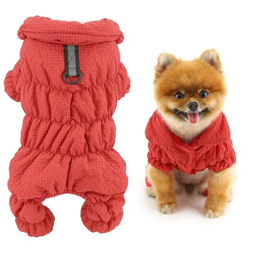 SMALLLEE_LUCKY_STORE Fleece-gefütterter Haustiermantel, wasserdichte Sport-Winterjacke mit Geschirr, D-Ring für kleine Hunde und Katzen, reflektierender Overall, Welpen, gepolstert, Chihuahua, Yorkie, von smalllee_lucky_store