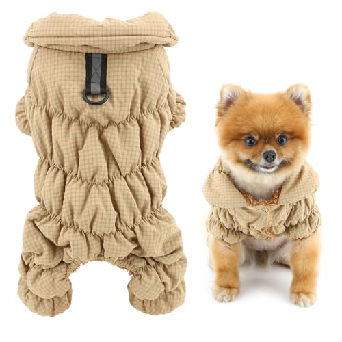 SMALLLEE_LUCKY_STORE Fleece-gefütterter Haustiermantel, wasserdichte Sport-Winterjacke mit Geschirr, D-Ring für kleine Hunde und Katzen, reflektierender Overall, Welpen, gepolstert, Chihuahua, Yorkie, von smalllee_lucky_store