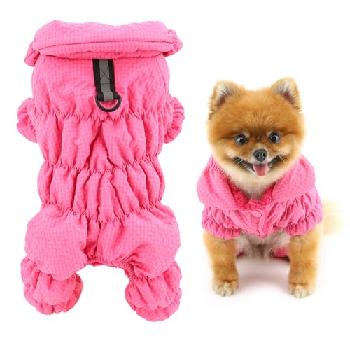 SMALLLEE_LUCKY_STORE Fleece-gefütterter Haustiermantel, wasserdichte Sport-Winterjacke mit Geschirr, D-Ring für kleine Hunde und Katzen, reflektierender Overall, Welpen, gepolstert, Chihuahua, Yorkie, von smalllee_lucky_store