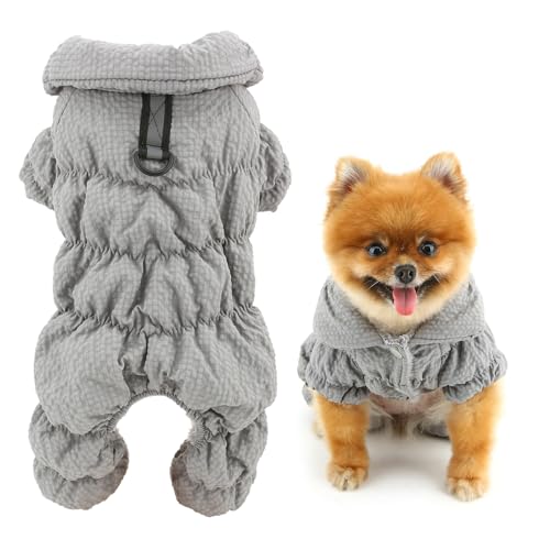 SMALLLEE_LUCKY_STORE Fleece-gefütterter Haustiermantel, wasserdichte Sport-Winterjacke mit Geschirr, D-Ring für kleine Hunde und Katzen, reflektierender Overall, Welpen, gepolstert, Chihuahua, Yorkie, von smalllee_lucky_store