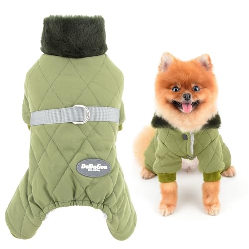 SMALLLEE_LUCKY_STORE Fleece gefütterter Hundemantel für kleine Hunde, gesteppter Haustier-Overall mit D-Ring und flauschigem Halsband, warm gepolstert, Winter, Herbst, Welpenjacke, Yorkie, Chihuahua, von smalllee_lucky_store