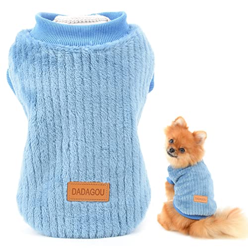 SMALLLEE_LUCKY_STORE Gerippter Fleece-Pullover für kleine Hunde, Katzen, Welpen, Yorkie, Chihuahua, warme Winterkleidung von smalllee_lucky_store