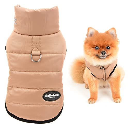 SMALLLEE_LUCKY_Store Haustier-Pufferjacke mit Stehkragen Winter-Daunenmantel Fleece gefüttert mit D-Ring für kleine Hunde Katzen Welpen Chihuahua Yorkie warme Kleidung für kaltes Wetter, Braun, XL von smalllee_lucky_store