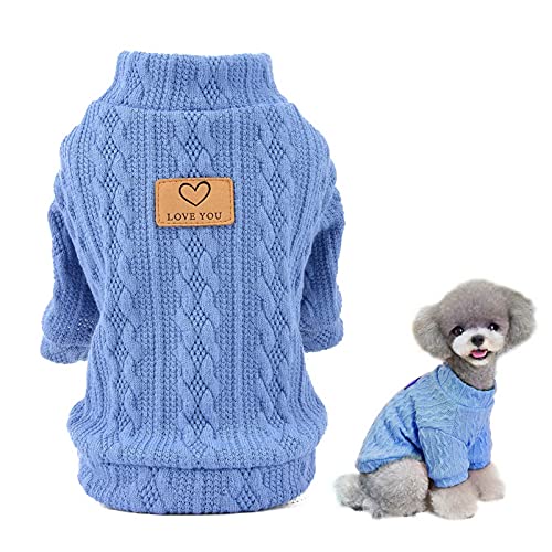 SMALLLEE_LUCKY_STORE Haustier-Pullover mit Zopfmuster für kleine Hunde, Katzen, Mädchen, Jungen, gemütlich, weich, mit Stehkragen von smalllee_lucky_store