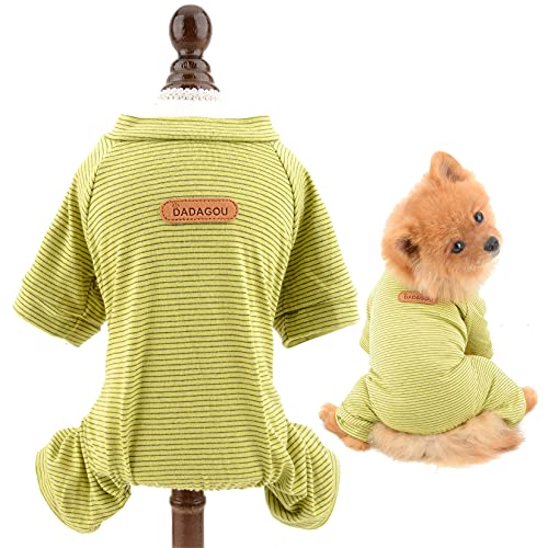 SMALLLEE_LUCKY_STORE Haustier-Pyjama, gestreift, Baumwolle, für kleine Hunde, Katzen, Jungen, Mädchen, Welpen, Pyjama, Jumpsuit, Body, Pullover, Shirt mit Beinen, Yorkie Chihuahua Kleidung von smalllee_lucky_store