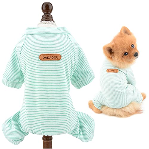 SMALLLEE_LUCKY_STORE Gestreifter Baumwoll-Pyjama für kleine Hunde, Katzen, Jungen, Mädchen, Welpen, Jumpsuit, Bodysuit, Indoor-Pullover, Hemd mit Beinen, Yorkie, Chihuahua, Kleidung von smalllee_lucky_store