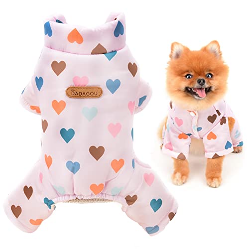 SMALLLEE_Lucky_Store Haustier Sweet Hearts Wintermantel Schneeanzug Jacke Overall für kleine Hunde Katzen Wasserdicht Welpe Chihuahua Yorkie Fleece Gefüttert Warm Kleidung, Rosa, L von smalllee_lucky_store