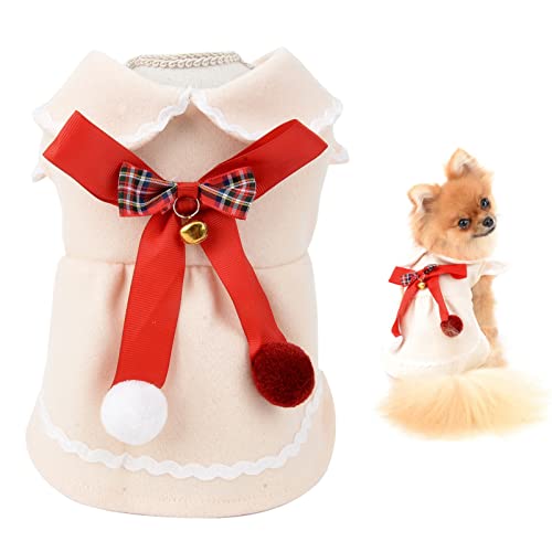 SMALLLEE_LUCKY_STORE Hund Weihnachten Kostüm Prinzessin Winter Wollmantel mit Schleife für Mädchen Welpen Kleine Hunde Katzen Chihuahua Yorkie Warm von smalllee_lucky_store