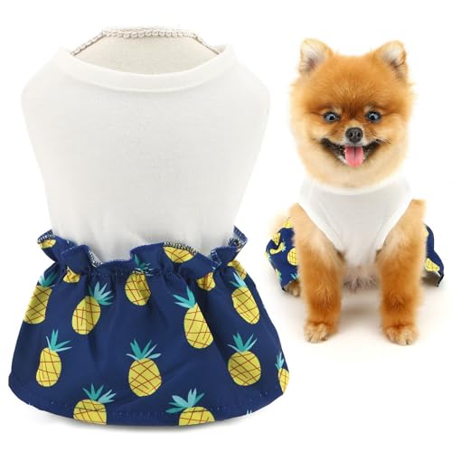 SMALLLEE_LUCKY_STORE Hundekleider für kleine Hunde und Mädchen, bequemes Welpenweste, Kleid mit Ananas, für Frühling und Sommer, dehnbar, atmungsaktiv, Haustierrock, Chihuahua, Yorkie, Katzenkleidung, von smalllee_lucky_store