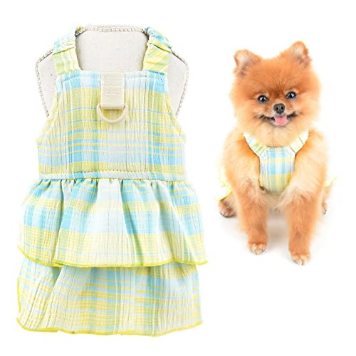 SMALLLEE_LUCKY_STORE Kariertes Hundegeschirr-Kleid, niedliches Haustierriemen-Sommerkleid für kleine mittelgroße Hunde Katzen, mit D-Ring, Welpen Yorkie Chihuahua Sommerkleidung, Gelb, L SMALLLEE_LUCKY_STORE Kariertes Hundegeschirr-Kleid, niedliches Haustierriemen-Sommerkleid für kleine mittelgroße Hunde Katzen, mit D-Ring, Welpen Yorkie Chihuahua Sommerkleidung, Gelb, L von smalllee_lucky_store