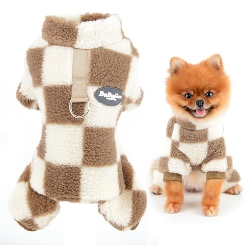 SMALLLEE_LUCKY_STORE Klassischer karierter Fleece-Hunde-Pyjama mit Ring für die Leine für kleine Hunde und Katzen, Winter, Herbst, Haustier, Vierbein-Overall, Welpenpullover, Pullover, Yorkie, SMALLLEE_LUCKY_STORE Klassischer karierter Fleece-Hunde-Pyjama mit Ring für die Leine für kleine Hunde und Katzen, Winter, Herbst, Haustier, Vierbein-Overall, Welpenpullover, Pullover, Yorkie, von smalllee_lucky_store